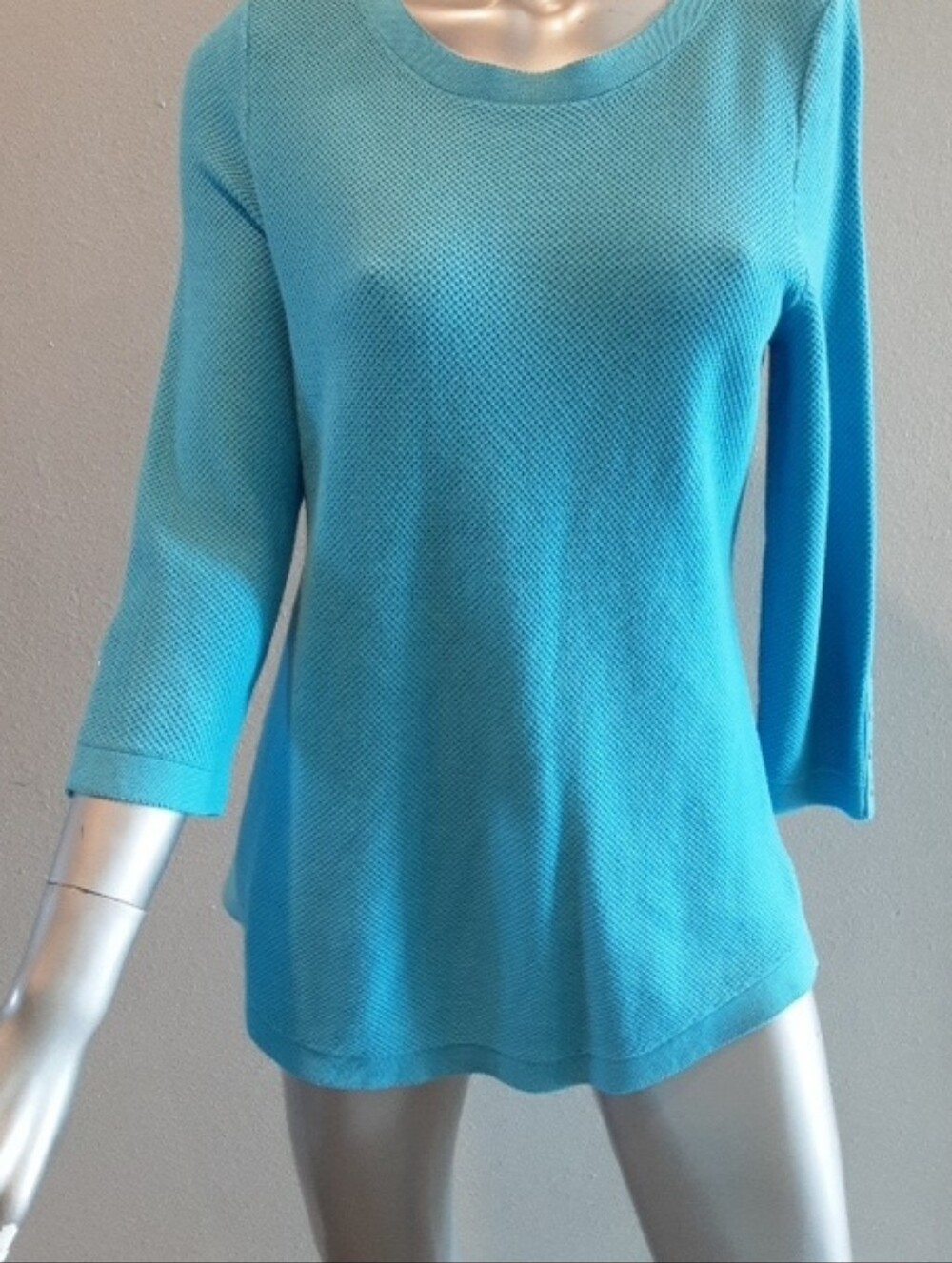 Talbots Turquoise Blue Waffle Knit Tunic-PM-New W/ Tags